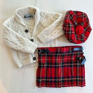Authentic Scottish tartan kilt and hat & sweater